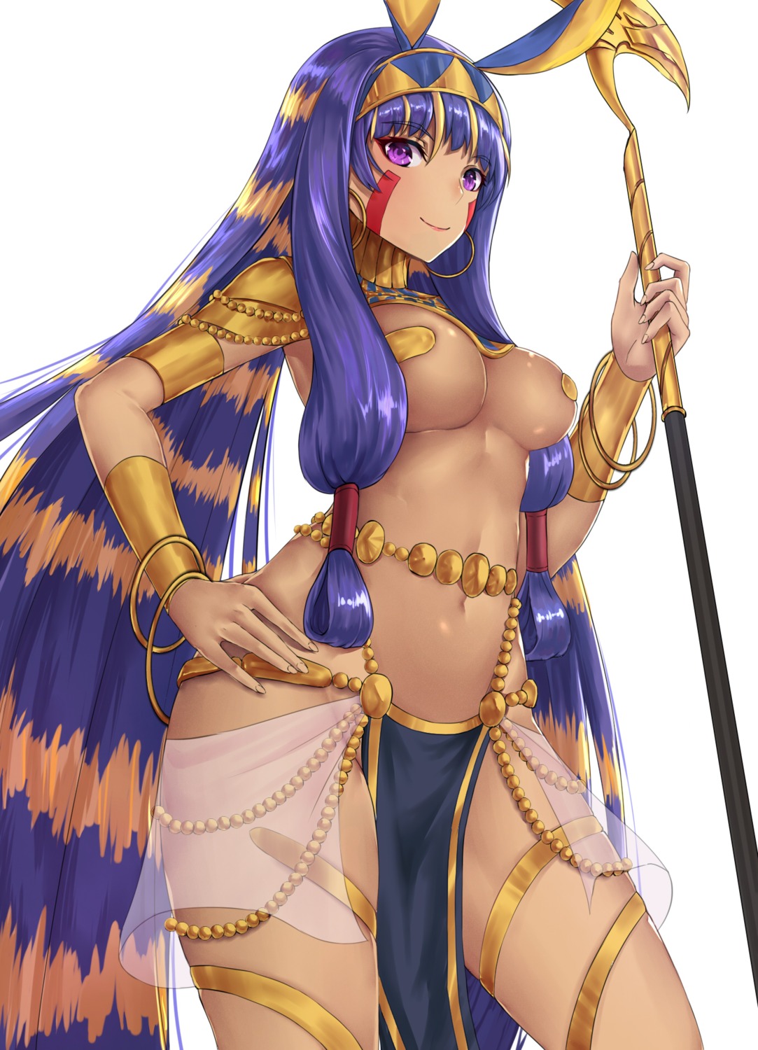 animal_ears armor breasts bunny_ears chitu_hefeng_zhong fate/grand_order nitocris_(fate/grand_order) no_bra pasties weapon