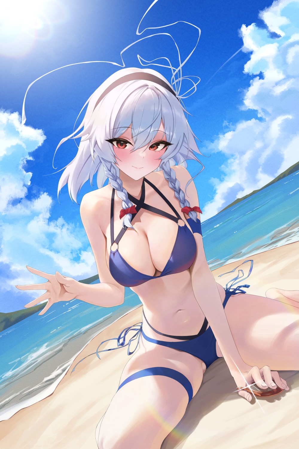 bikini garter izayoi_sakuya rkin swimsuits touhou