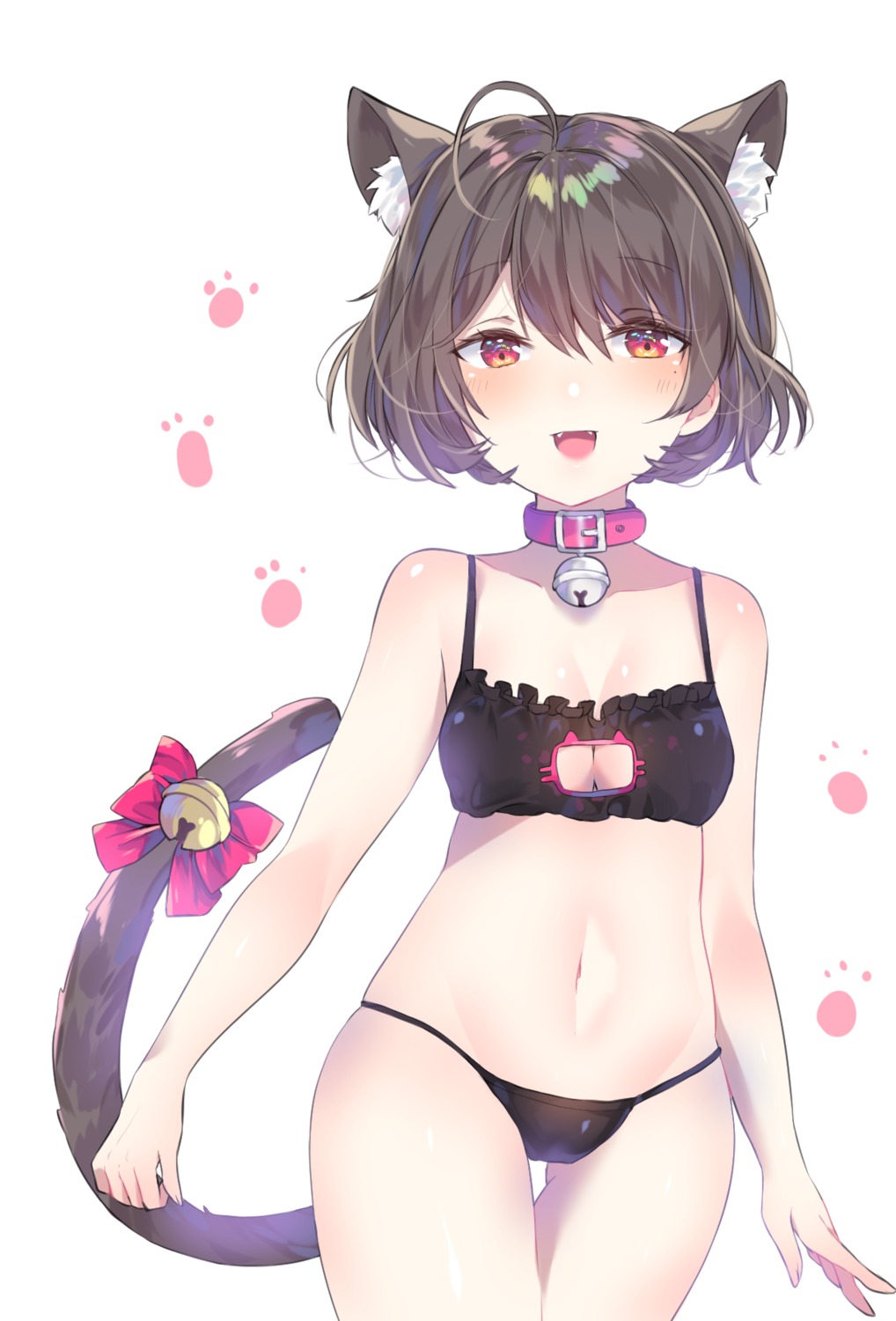 animal_ears bra cleavage nekomimi pantsu tail urim_(paintur)