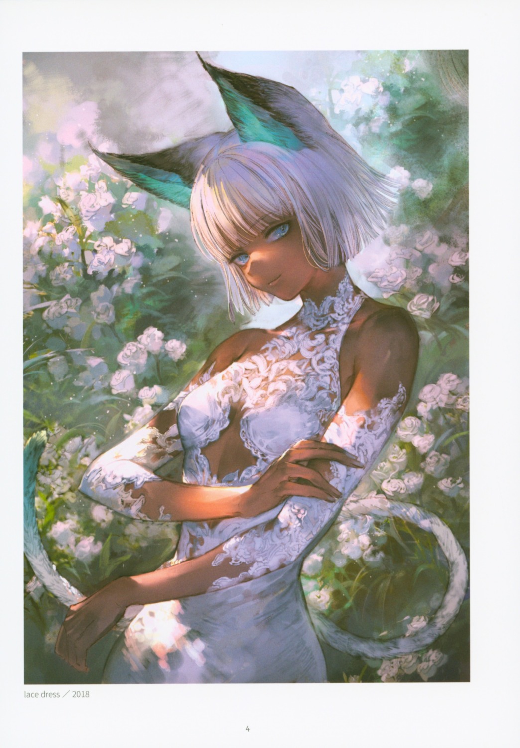 animal_ears cleavage dress no_bra tail wadanaka