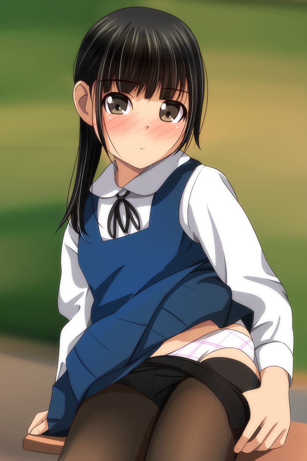 loli matsunaga_kouyou pantsu pantyhose seifuku skirt_lift undressing