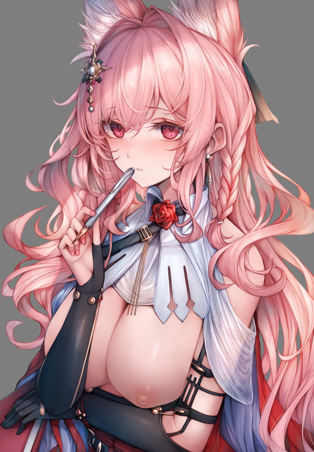 animal_ears arknights breasts nipples no_bra pozyomka_(arknights) see_through snm_(sunimi) transparent_png