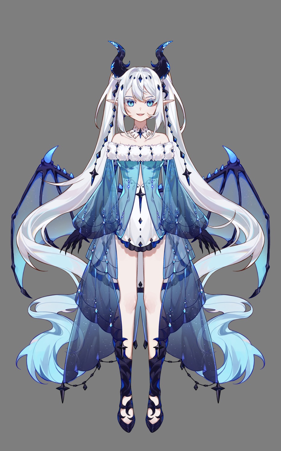 dress horns nova_aokami pointy_ears see_through tagme transparent_png wings