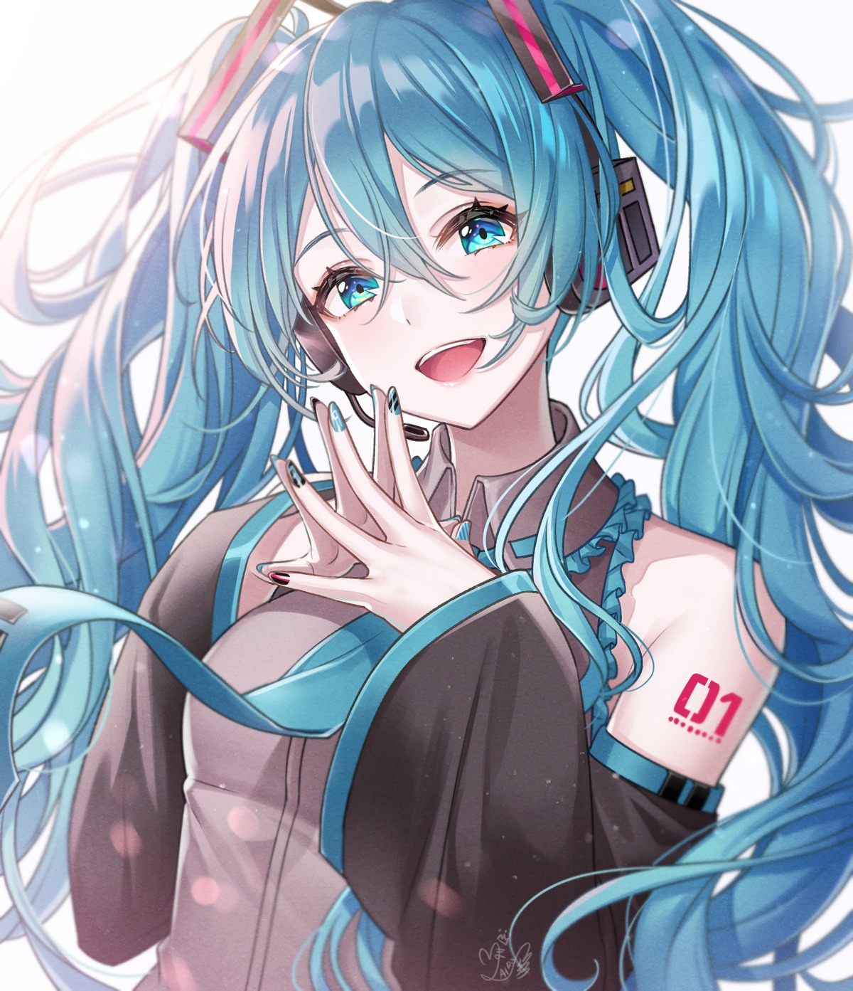 hatsune_miku headphones mairo tattoo vocaloid