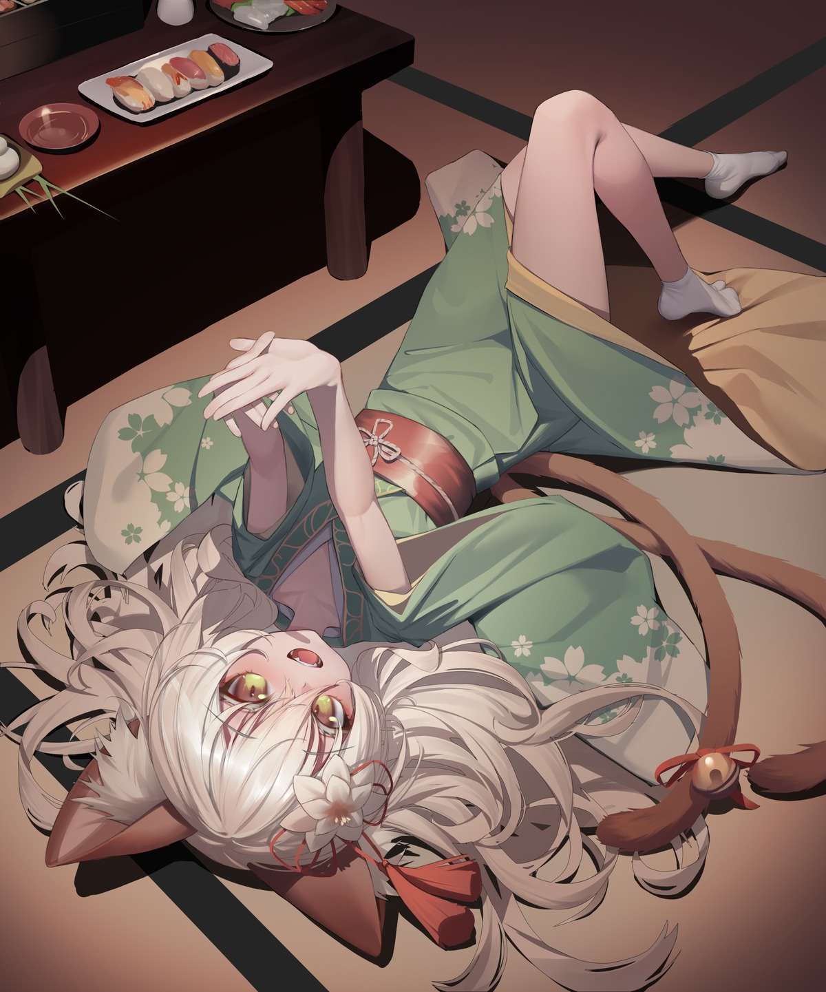 animal_ears iranon_(new_iranon) kimono nekomimi tail