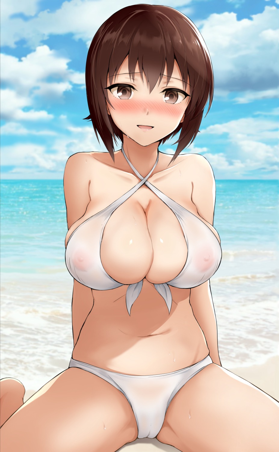 bikini cameltoe chacharan girls_und_panzer nipples nishizumi_maho see_through swimsuits