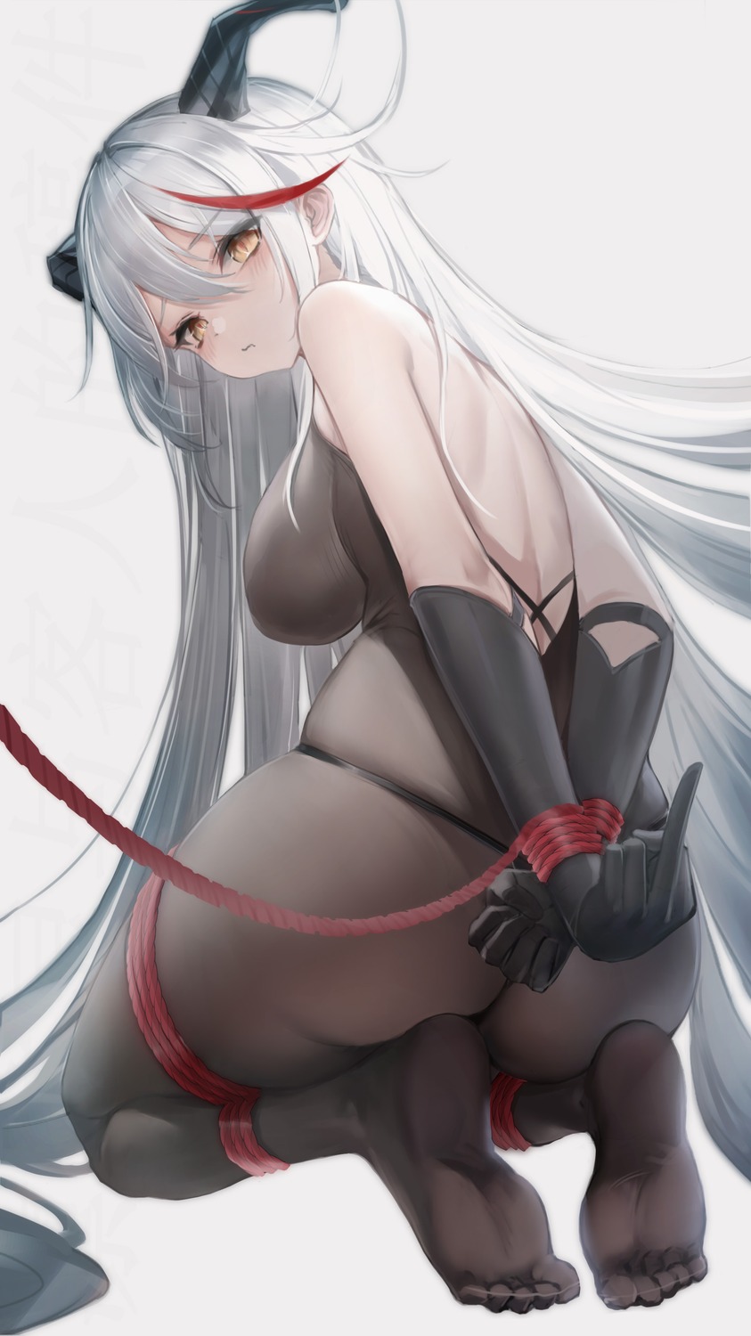 aegir_(azur_lane) ass azur_lane bondage feet horns lin_jingling thong