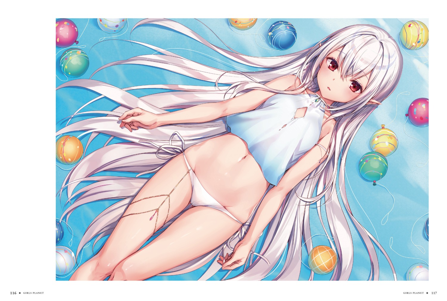 bikini garter komeshiro_kasu pointy_ears swimsuits