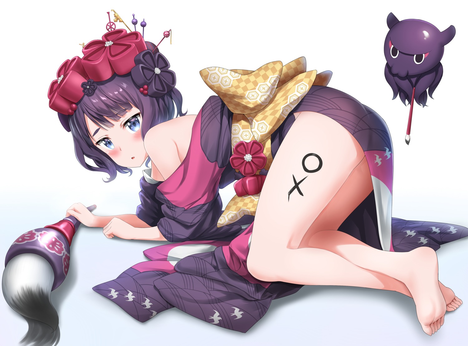 fate/grand_order feet japanese_clothes katsushika_hokusai_(fate) nedia_r open_shirt