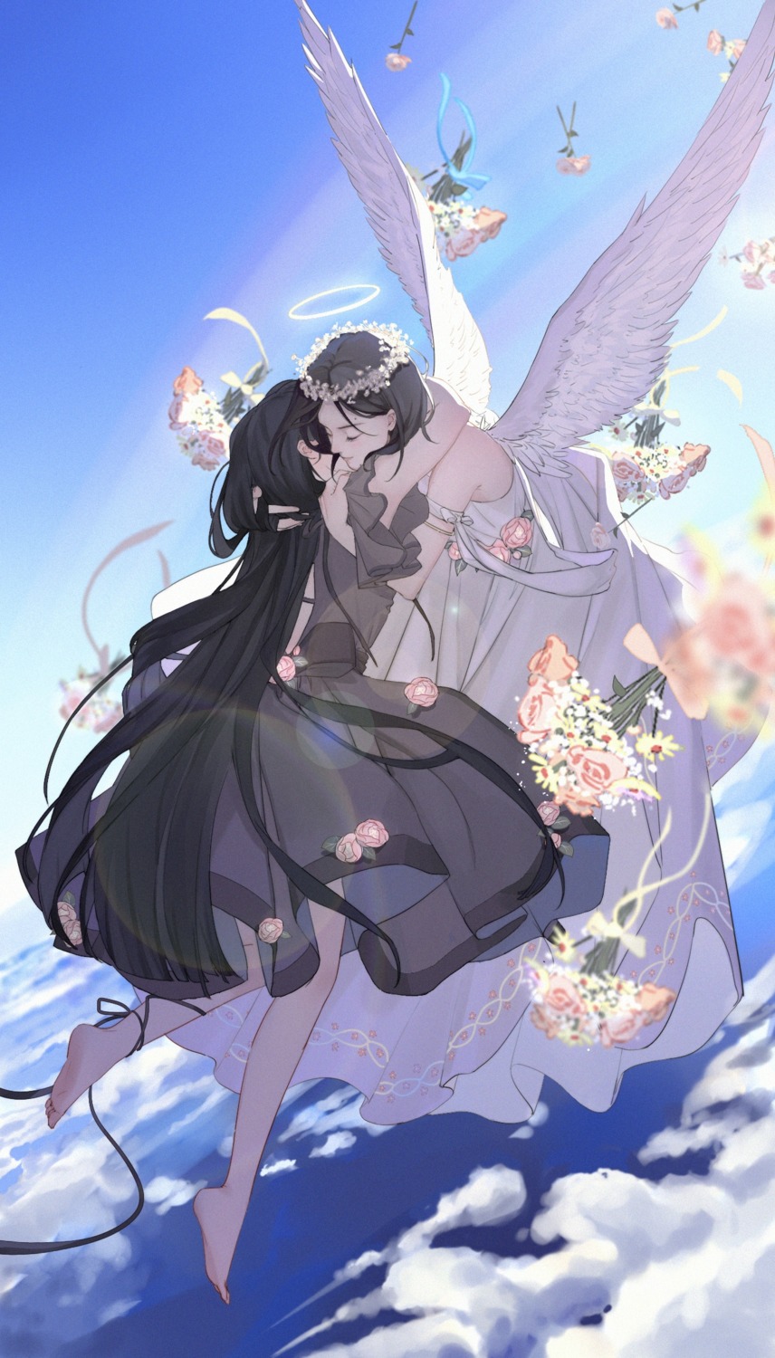 angel dress houraisan_chouko wings yuri