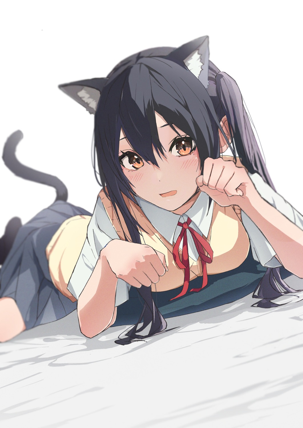 animal_ears k-on! nakano_azusa nekomimi okay178 seifuku sweater tail