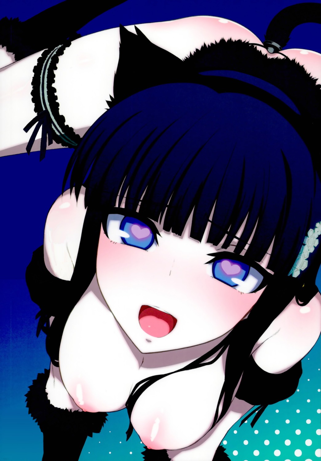 animal_ears breasts garter koma440 mahouka_koukou_no_rettousei nipples shiba_miyuki stockings tail thighhighs