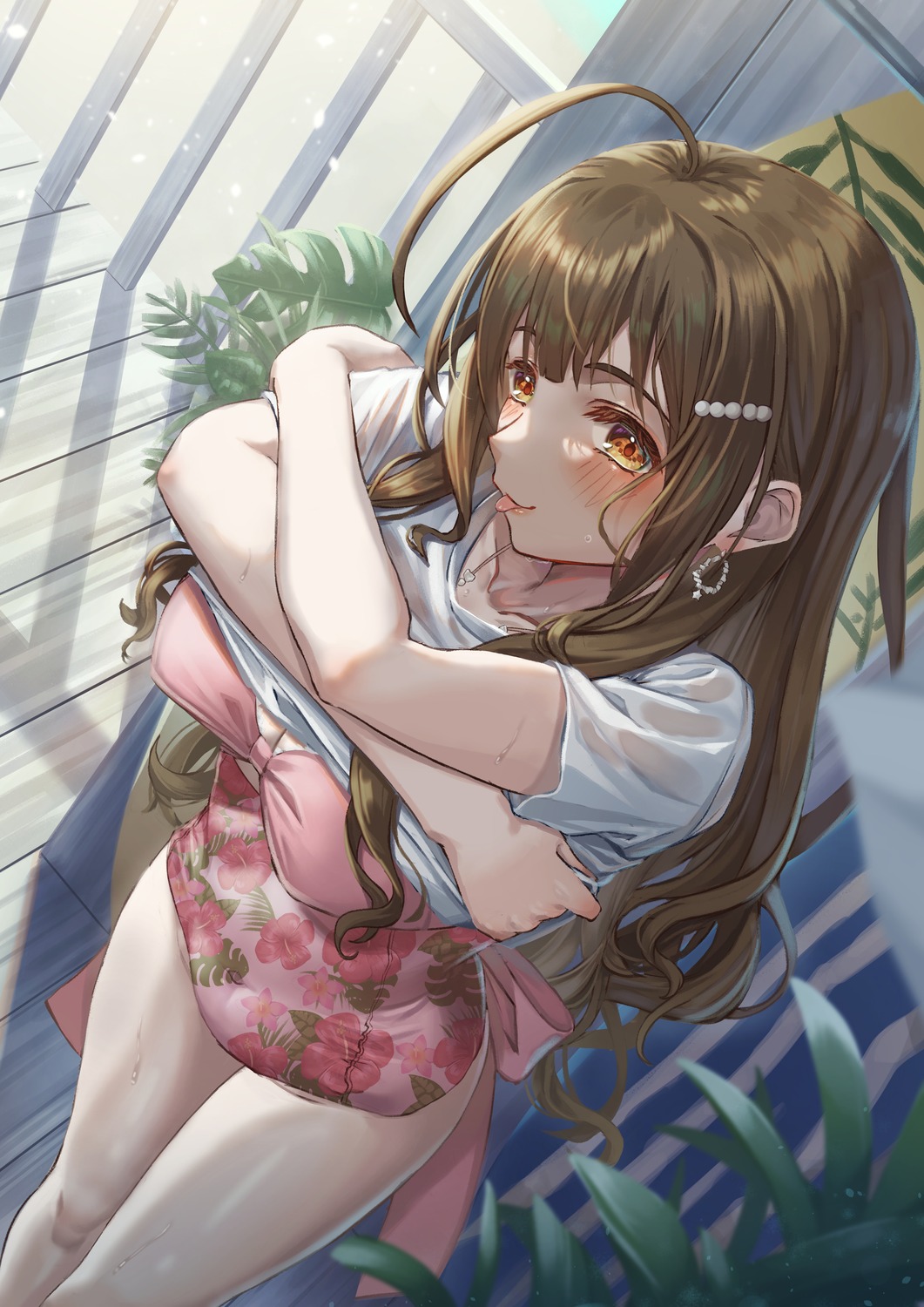 kuwayama_chiyuki see_through swimsuits the_idolm@ster the_idolm@ster_shiny_colors undressing wari_sando