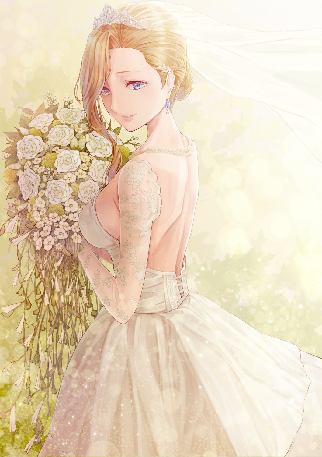 azur_lane dress hood_(azur_lane) no_bra peppe wedding_dress