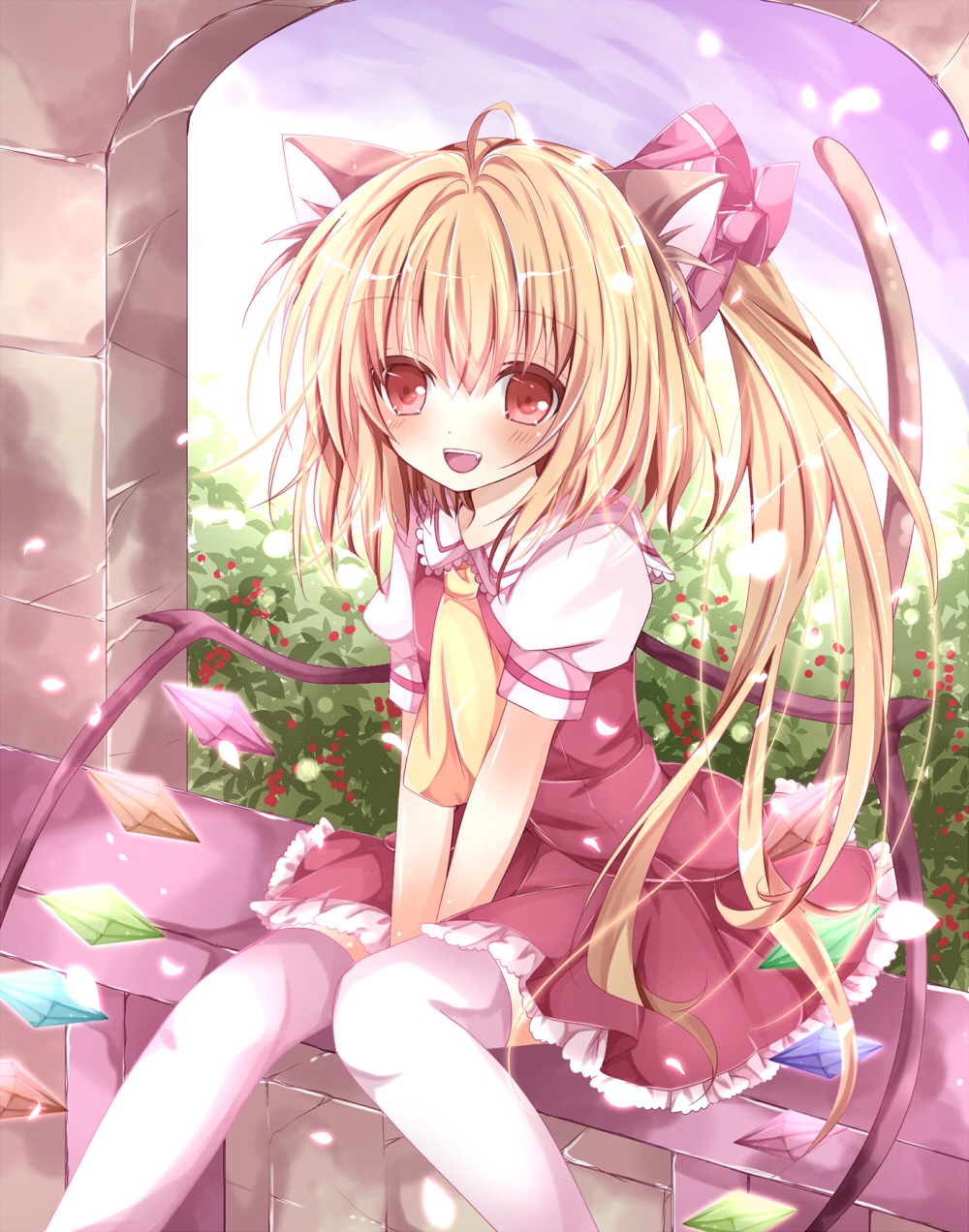 animal_ears flandre_scarlet nanase_nao nekomimi tail thighhighs touhou wings