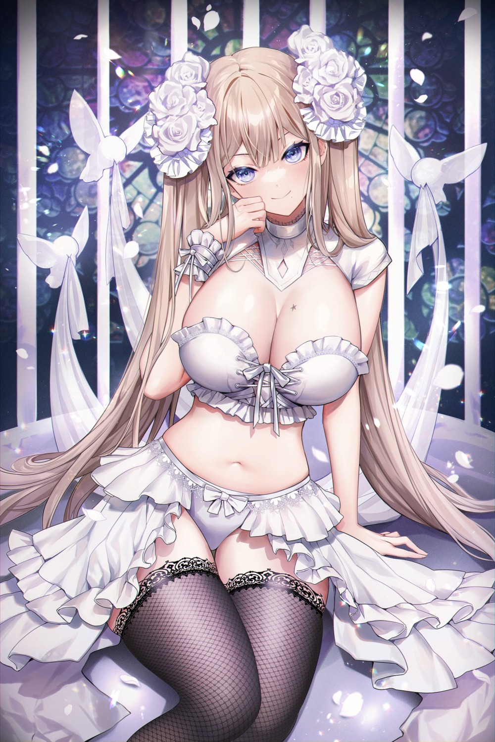 artist_revision clearpage fishnets no_bra pantsu tattoo thighhighs