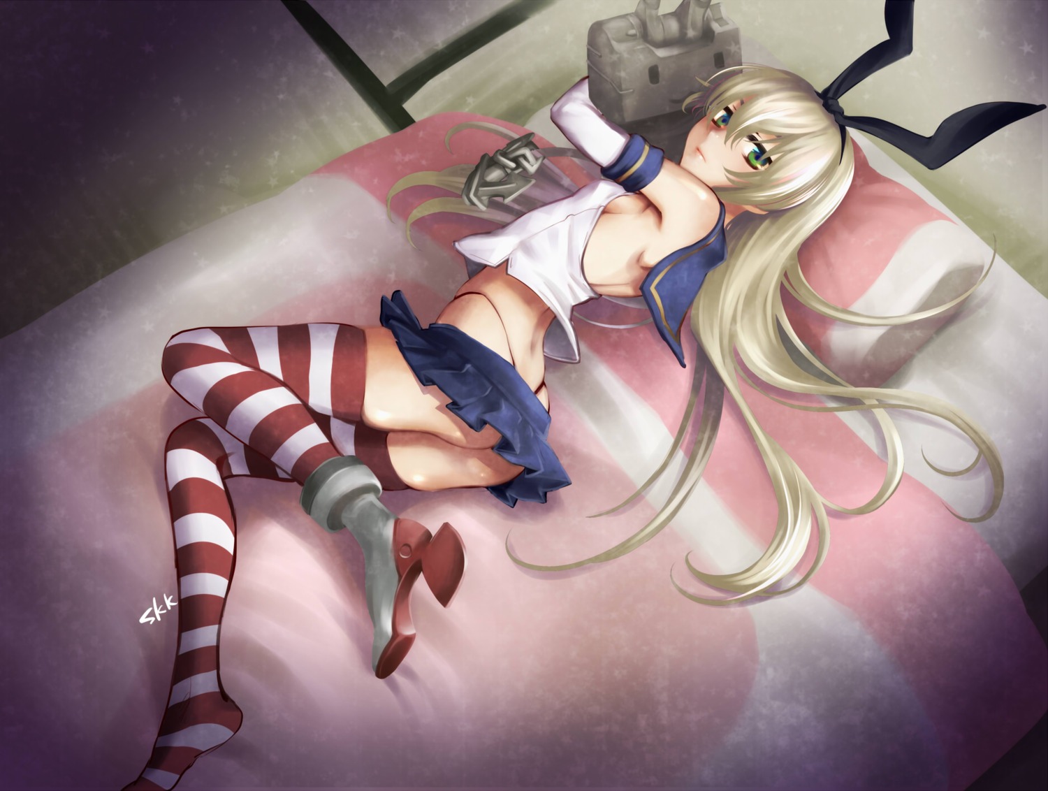 kantai_collection pantsu rensouhou-chan shimakaze_(kancolle) shoukaki thighhighs thong