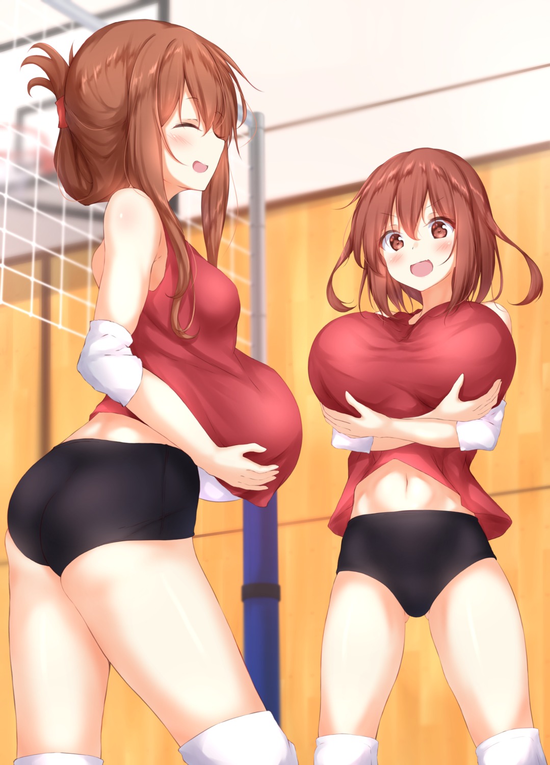 ass breast_hold buruma gym_uniform ikazuchi_(kancolle) inazuma_(kancolle) kantai_collection numpopo