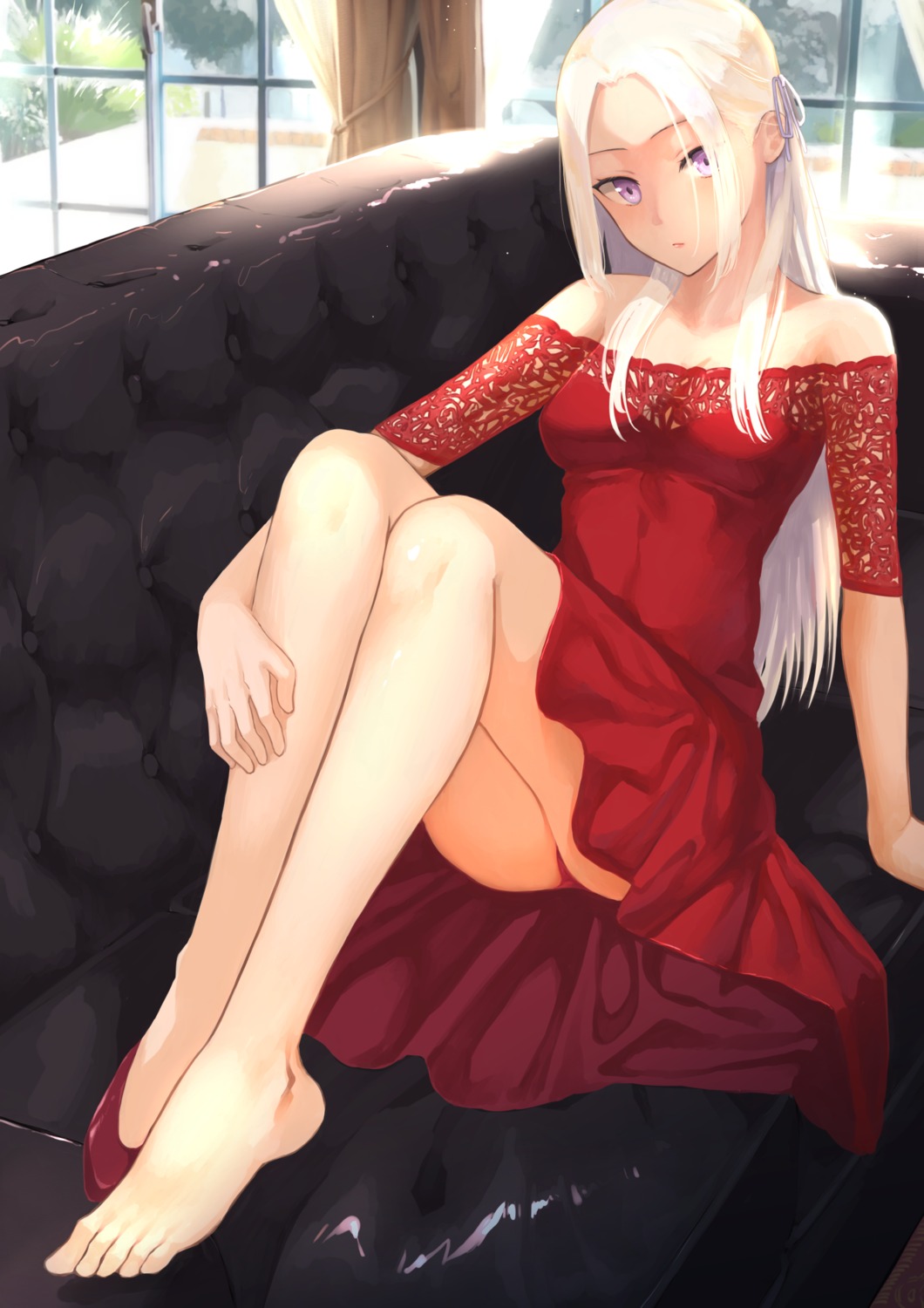 dress edelgard_von_hresvelg feet fire_emblem fire_emblem_three_houses fukuroumori pantsu skirt_lift