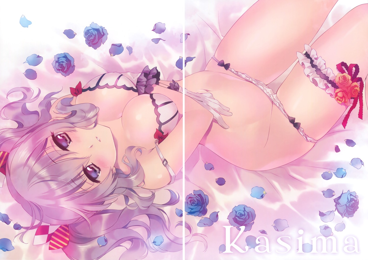 bra breast_hold carnelian gap garter kantai_collection kashima_(kancolle) pantsu panty_pull