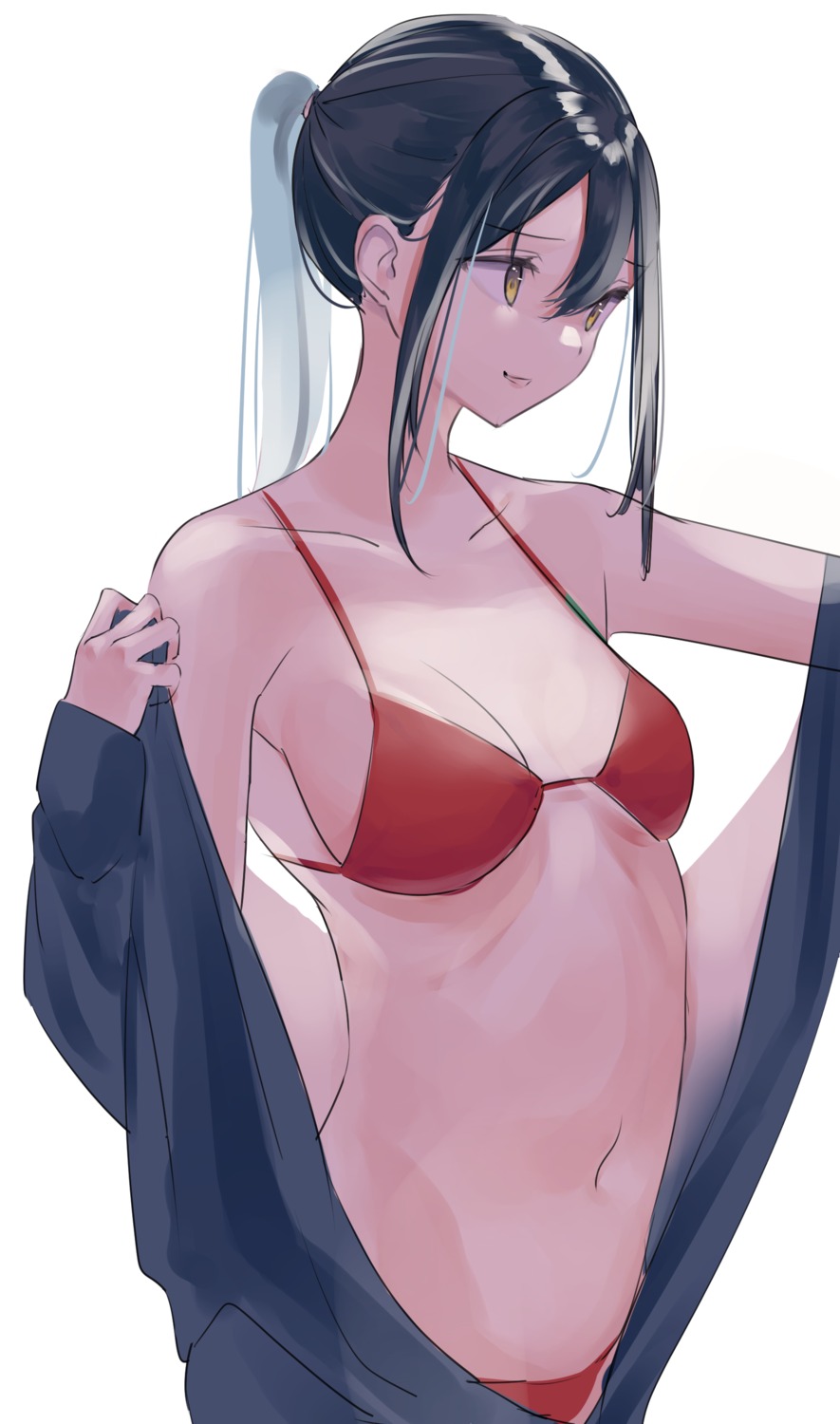 bikini nametarou_(meron) open_shirt swimsuits undressing