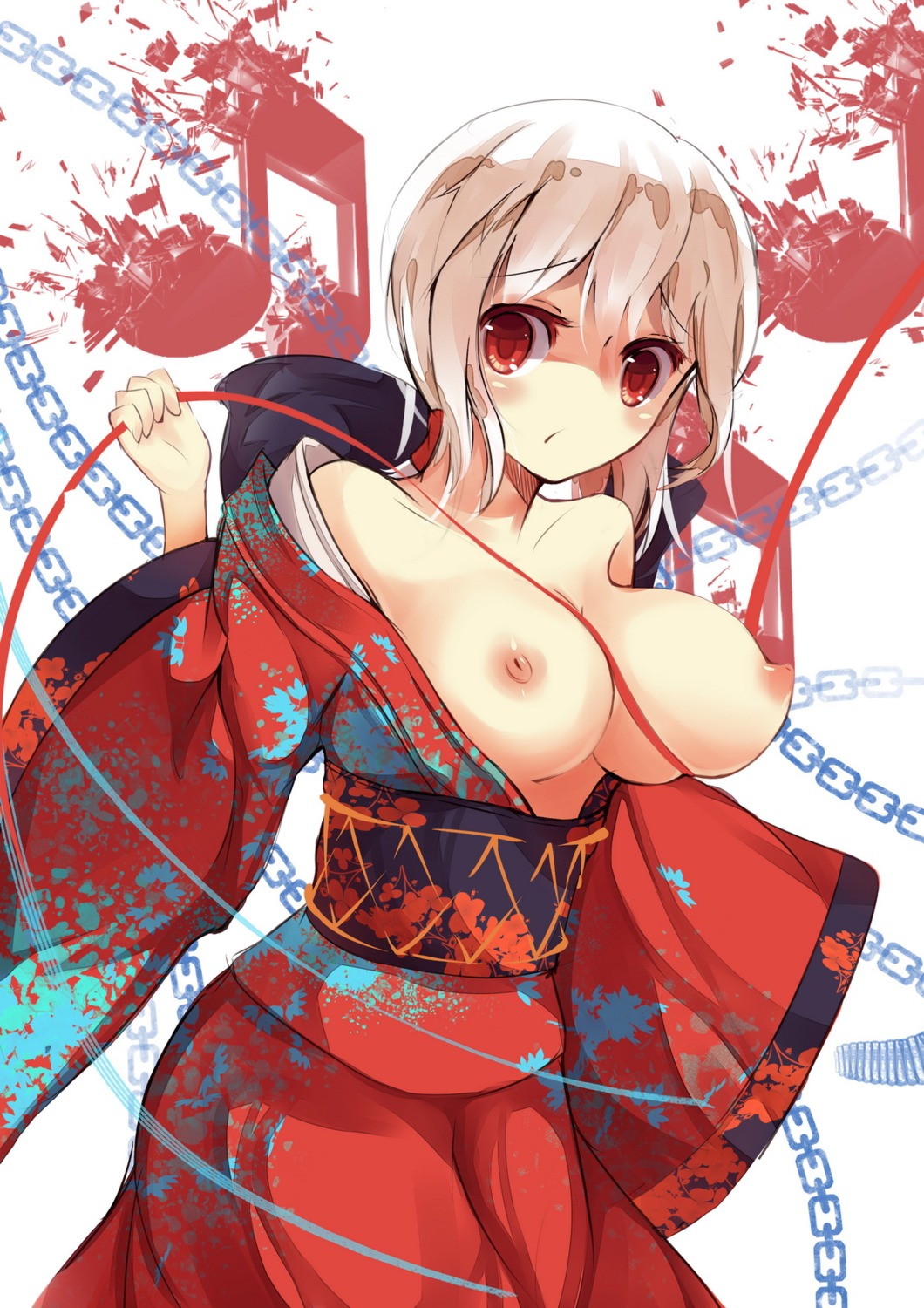 breasts kimono nipples open_shirt rain_lan vocaloid yowane_haku