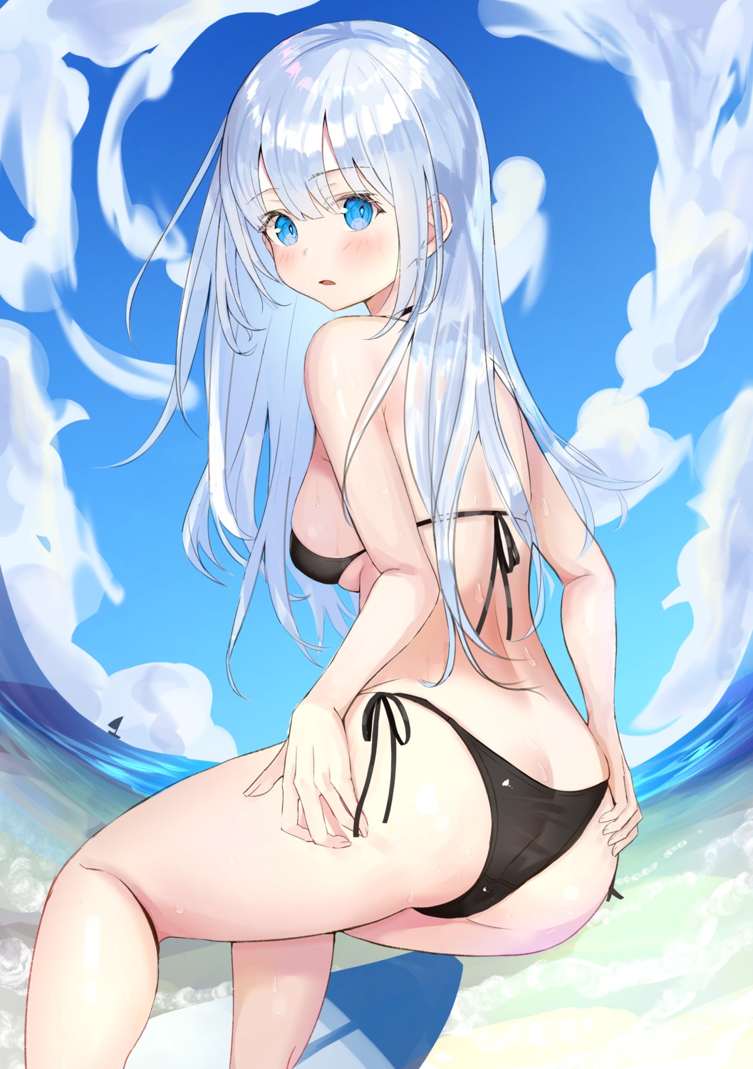 ass bikini sakura_yuu_(hzjy8485) swimsuits wet