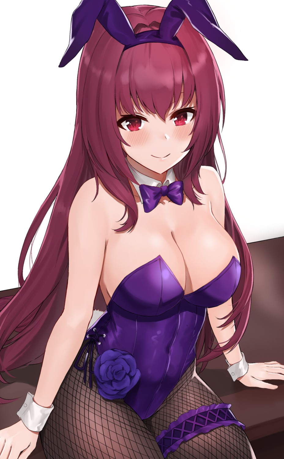 animal_ears ayul_(ayulneri_92) bunny_ears bunny_girl fate/grand_order fishnets garter no_bra pantyhose scathach_(fate/grand_order) tail