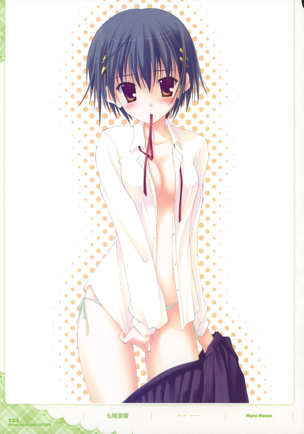 nanao_naru no_bra open_shirt pantsu string_panties undressing