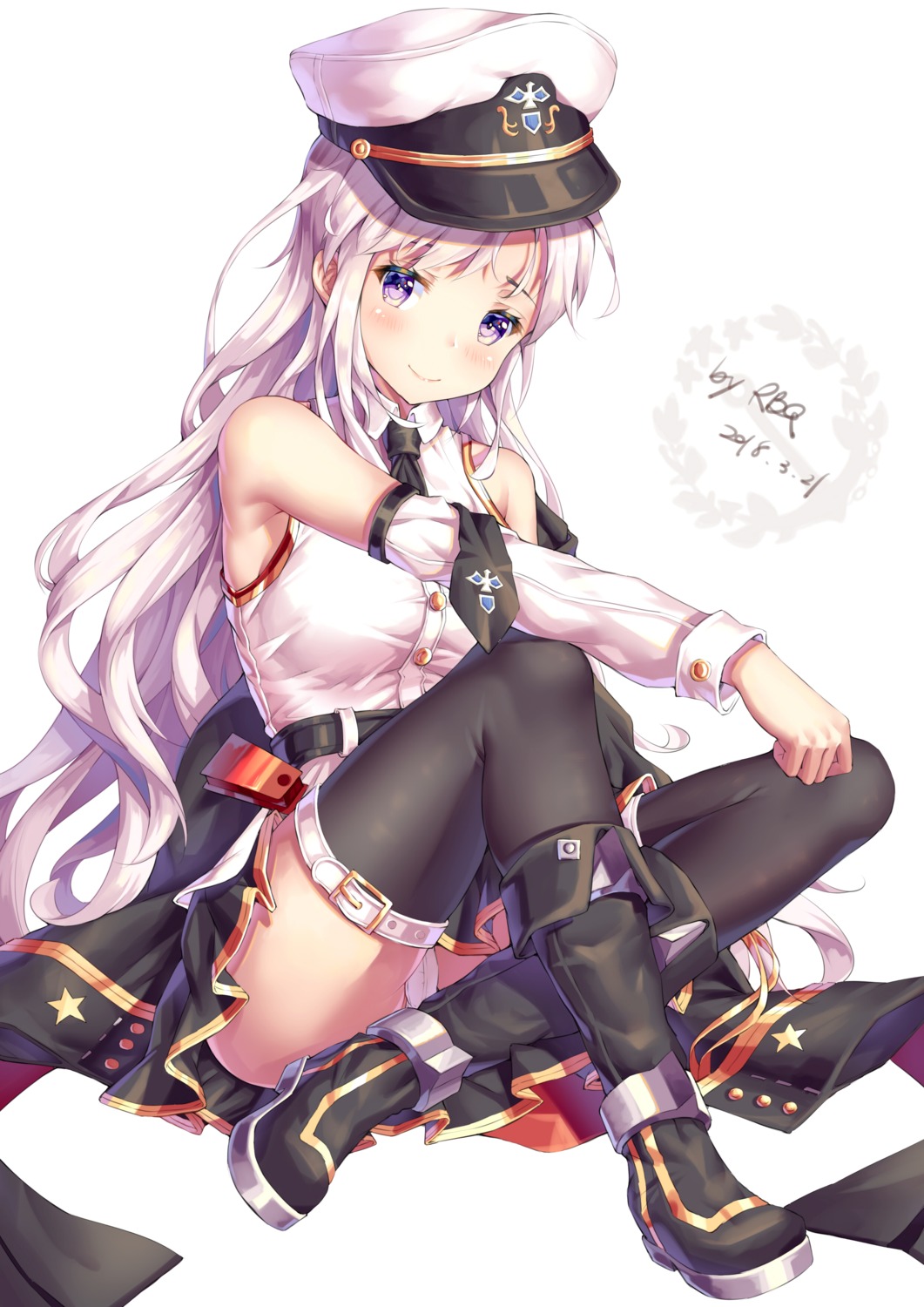 azur_lane cameltoe enterprise_(azur_lane) garter pantsu skirt_lift thighhighs uniform xi_zhujia_de_rbq