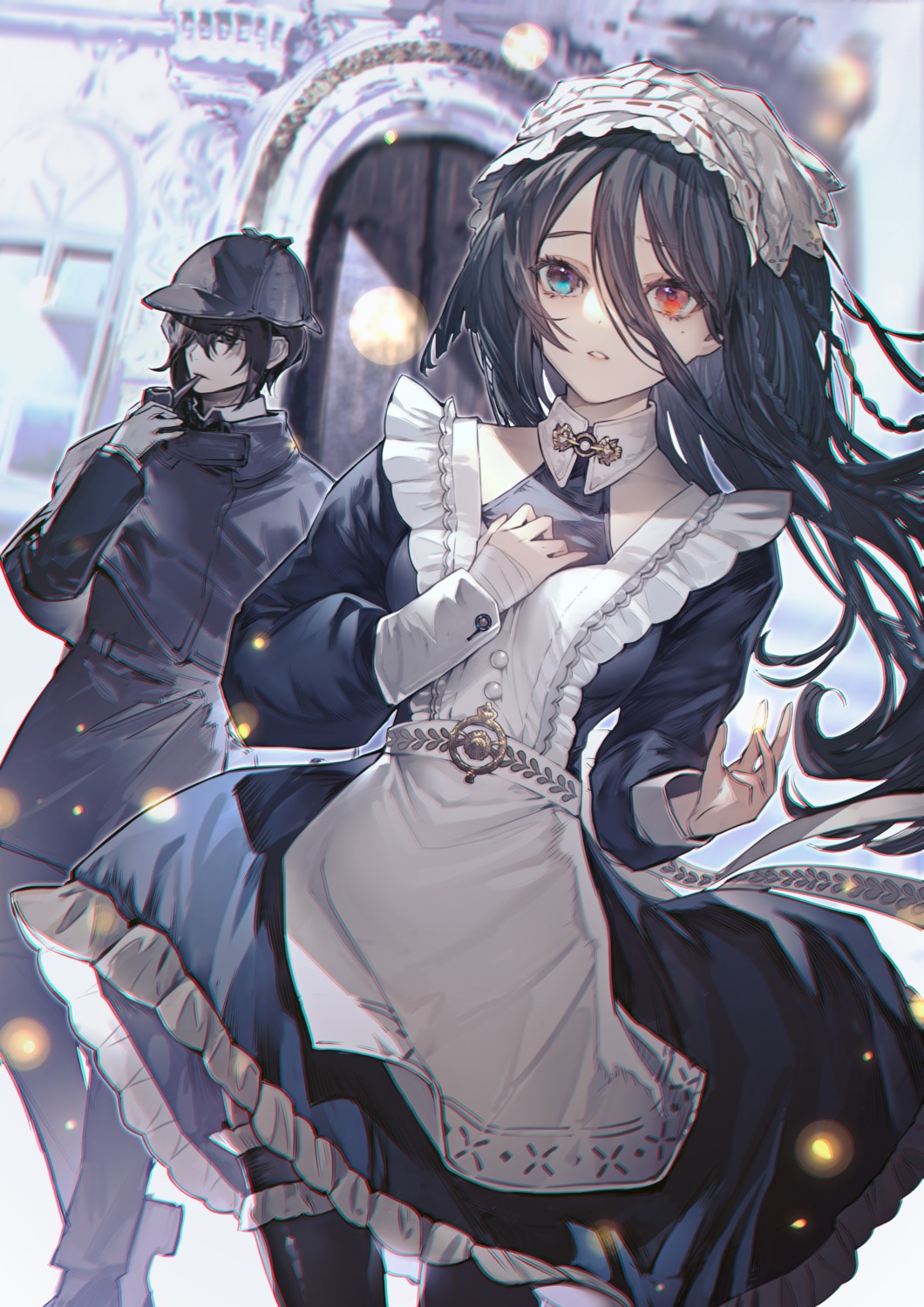 heterochromia kyikyi maid skirt_lift smoking