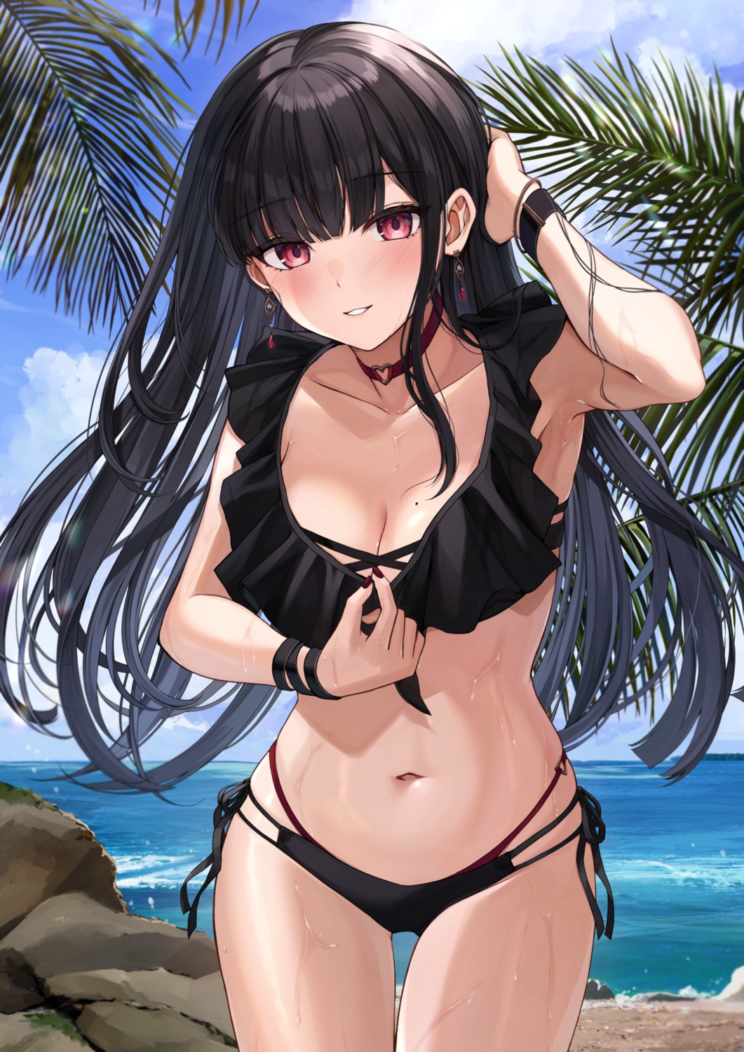 bikini cleavage kuroto_yuu swimsuits wet