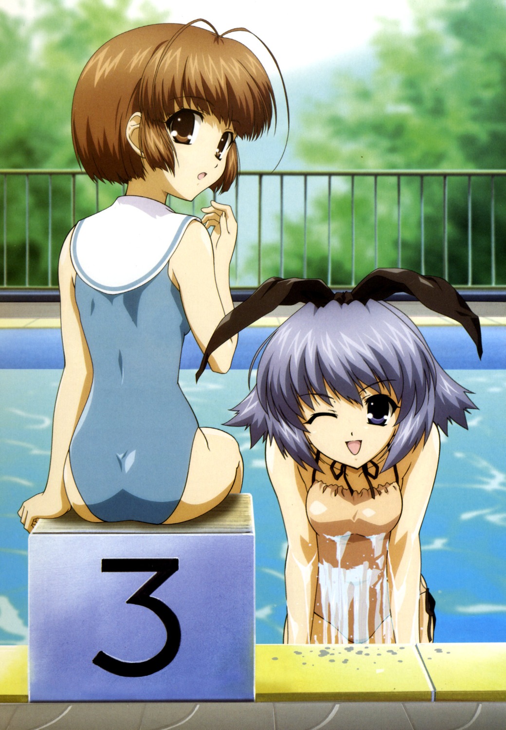 inohara_haruhi swimsuits touno_senna w-wish wet