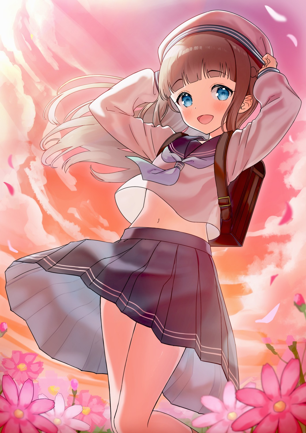 luna_(mi-chanman) see_through seifuku shirt_lift skirt_lift