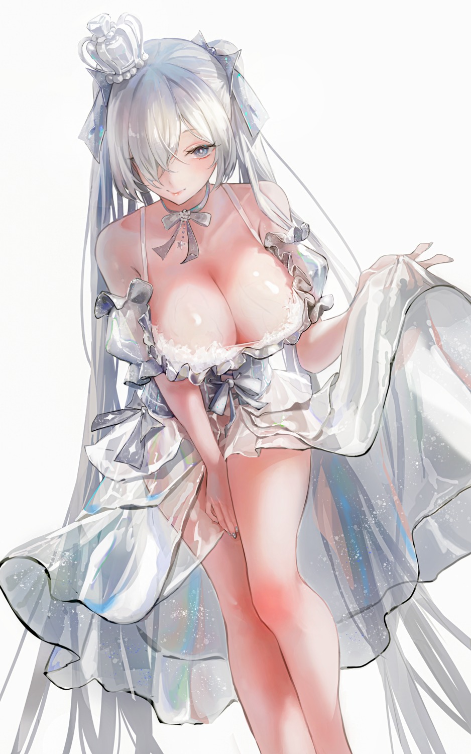 cinderella_(nikke) dress goddess_of_victory:_nikke matsogum no_bra see_through skirt_lift