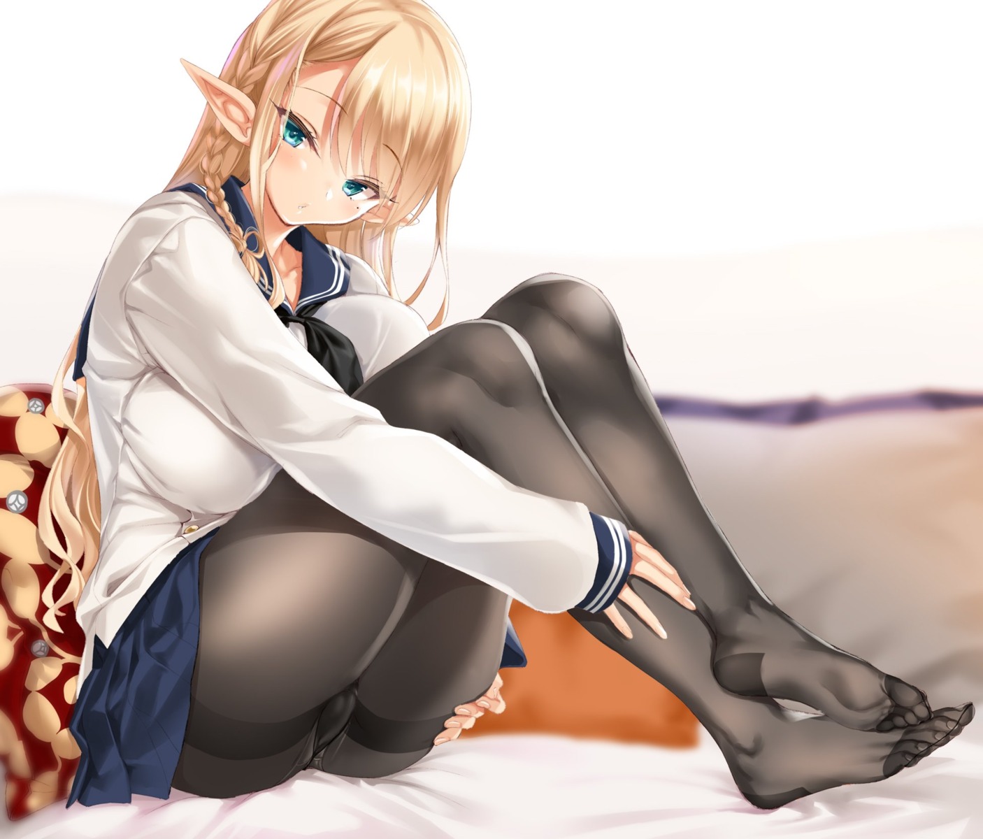 cameltoe cle_masahiro elf pantsu pantyhose pointy_ears seifuku