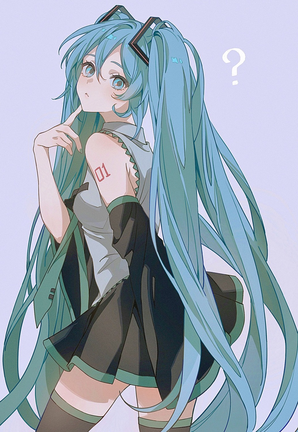 hatsune_miku mameko_(l8_w3) tattoo thighhighs vocaloid