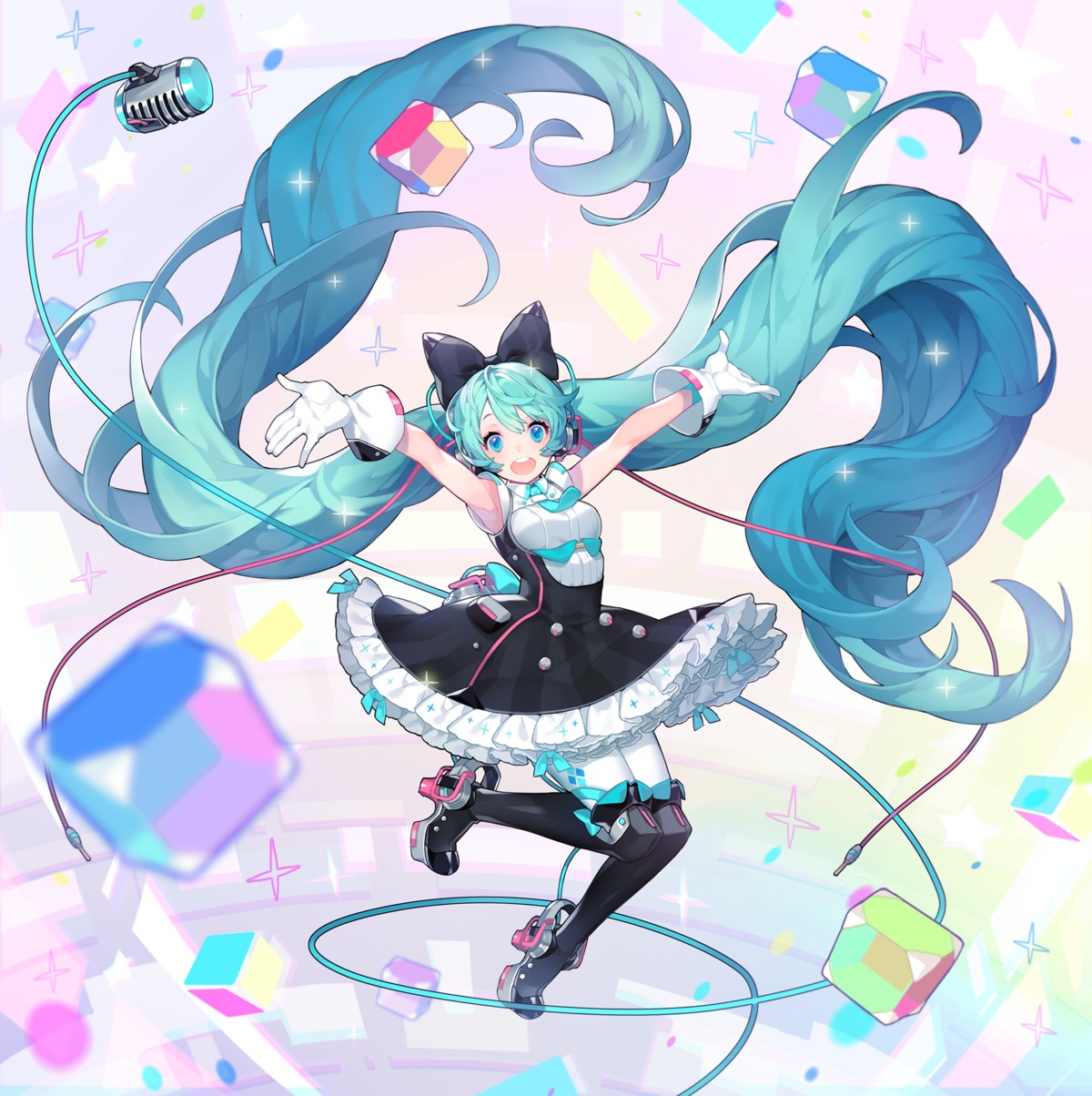 dress hatsune_miku headphones heels magical_mirai pantyhose sadal vocaloid