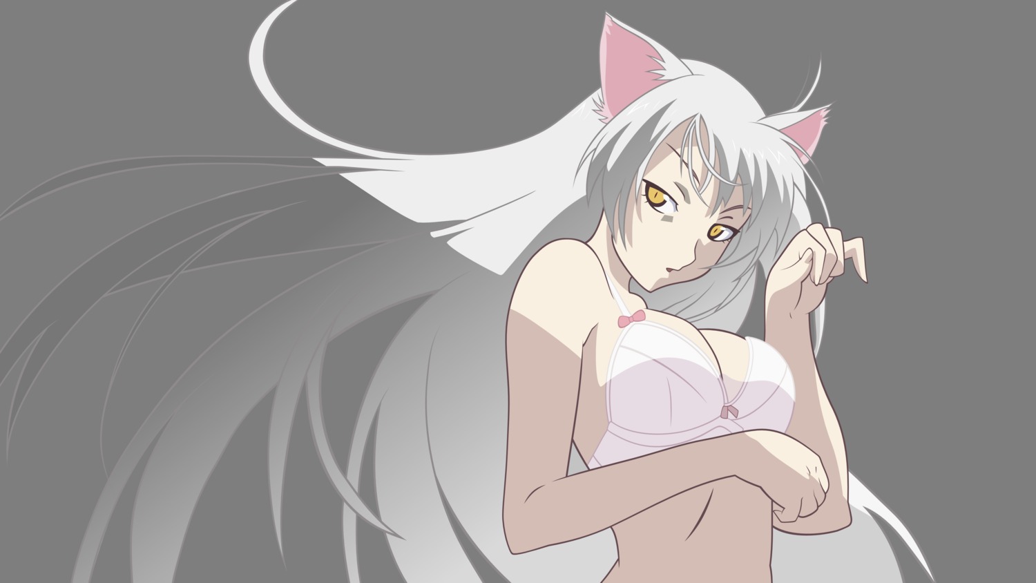 animal_ears bakemonogatari black_hanekawa bra cleavage hanekawa_tsubasa monogatari_(series) nekomimi transparent_png vector_trace