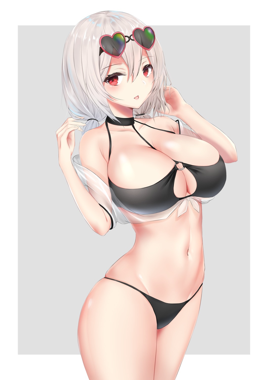 azur_lane bikini megane open_shirt see_through sirius_(azur_lane) swimsuits yk_(pixiv43531291)