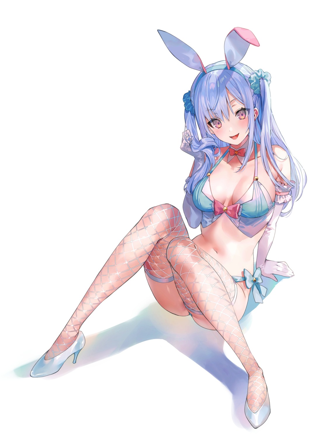 animal_ears bikini bunny_ears fishnets heels mimoza swimsuits thighhighs