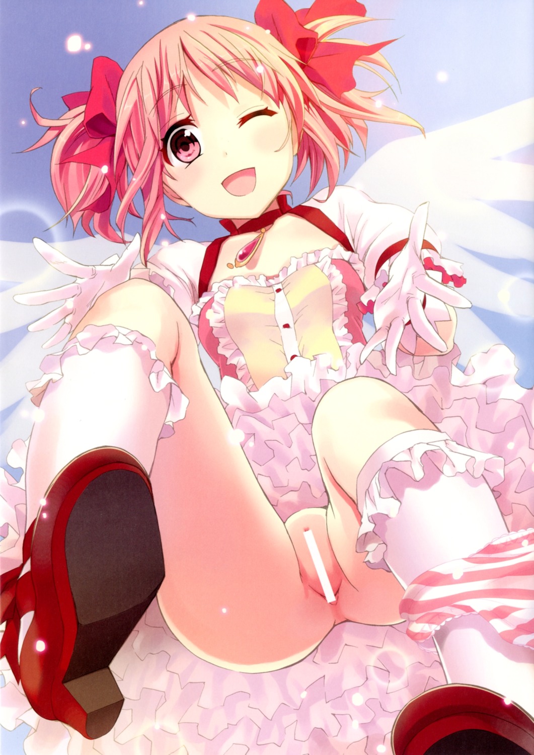 censored heels kaname_madoka nopan otabe_dynamite otabe_sakura puella_magi_madoka_magica pussy