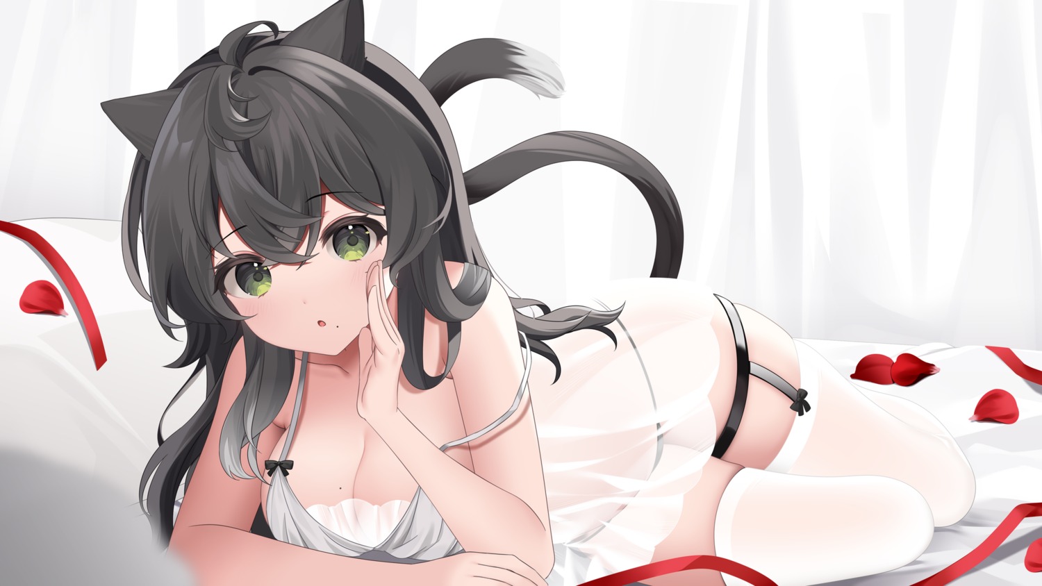 animal_ears garter lingerie mana_ nekomimi pantsu see_through stockings tail thighhighs