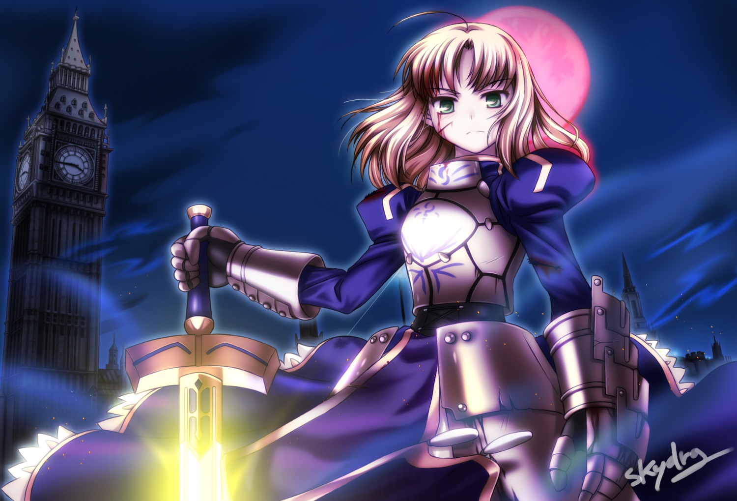 armor blood dress fate/stay_night saber skydrg sword