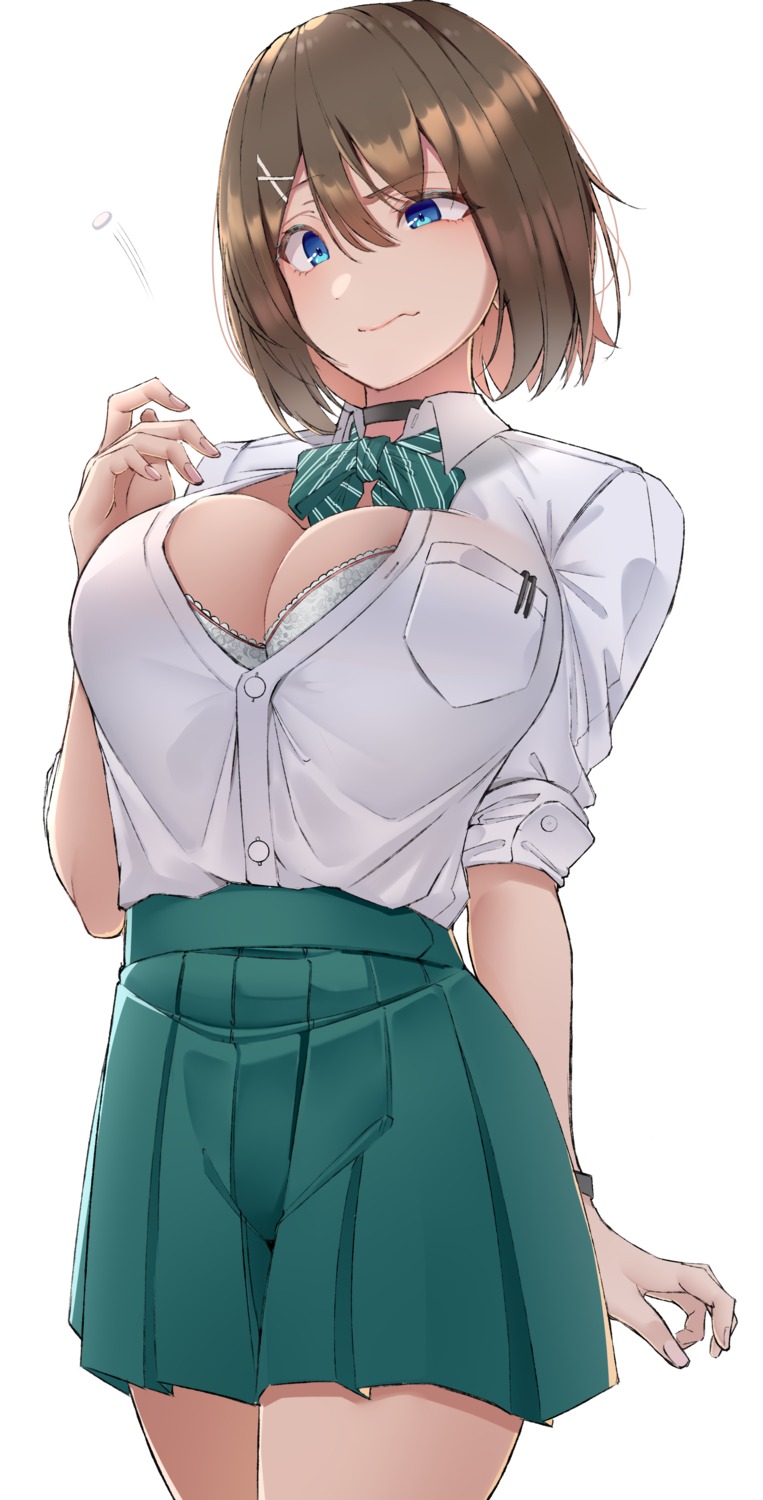 bra harris_hero kantai_collection maya_(kancolle) open_shirt seifuku wardrobe_malfunction