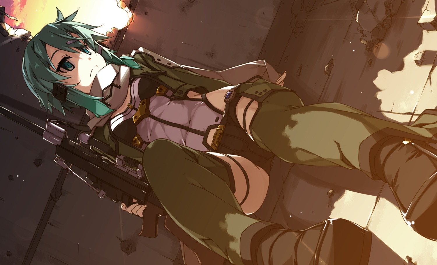 garter gun gun_gale_online shikei sinon sword_art_online thighhighs