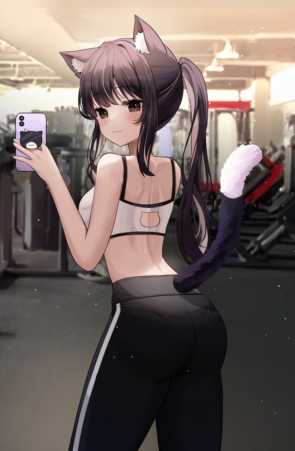 animal_ears ass bra gym_uniform nannung nekomimi tail