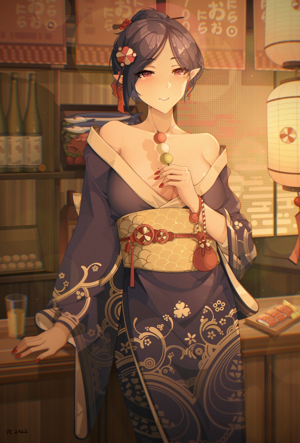kimono pointy_ears senjouhara_nira