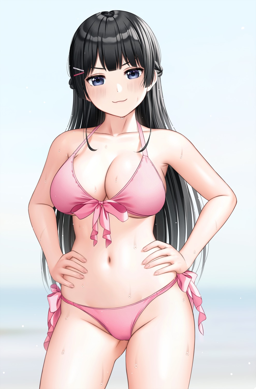 bikini cleavage nijisanji swimsuits tsukino_mito wet yonsi