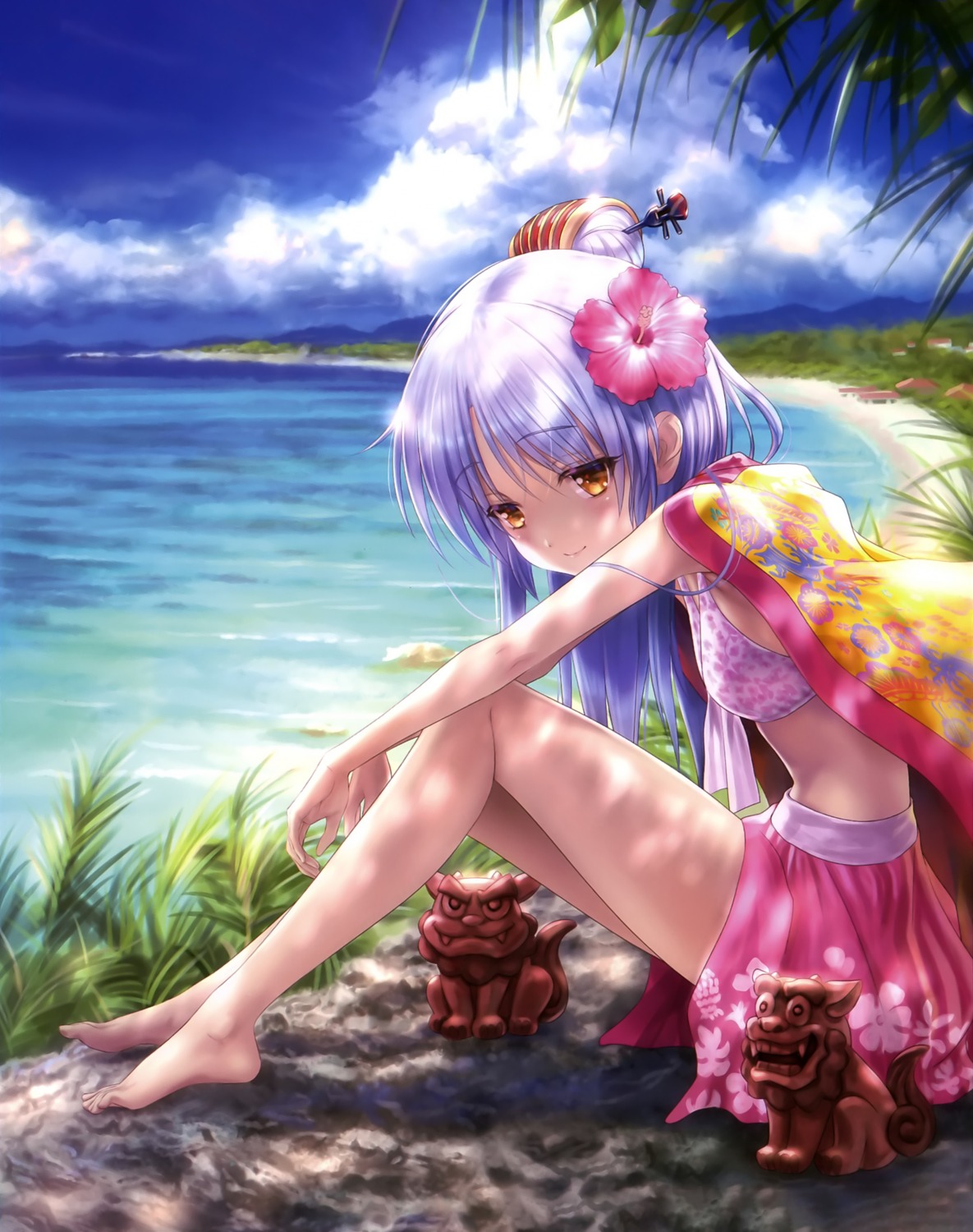 angel_beats! bikini_top goto-p skirt_lift swimsuits tenshi